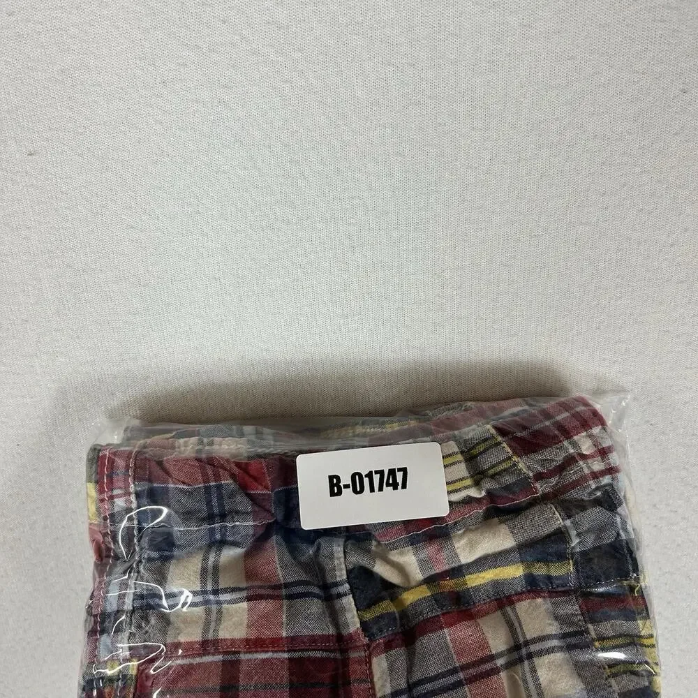 Old Navy Classic Patchwork Plaid Chino Shorts Mens 32 High Rise Casual Beach Dad